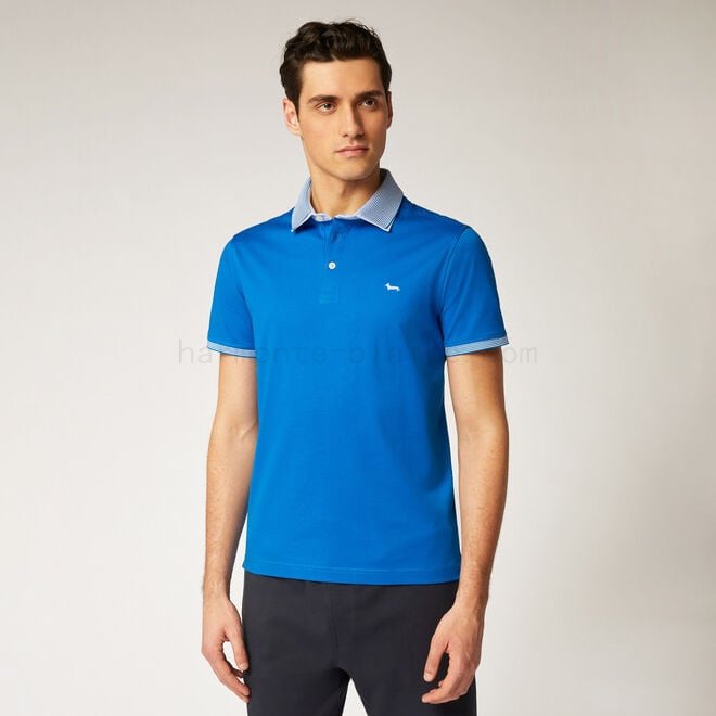 (image for) harmont e blaine outlet Narrow-fit polo shirt with double striped collar F08511-0638